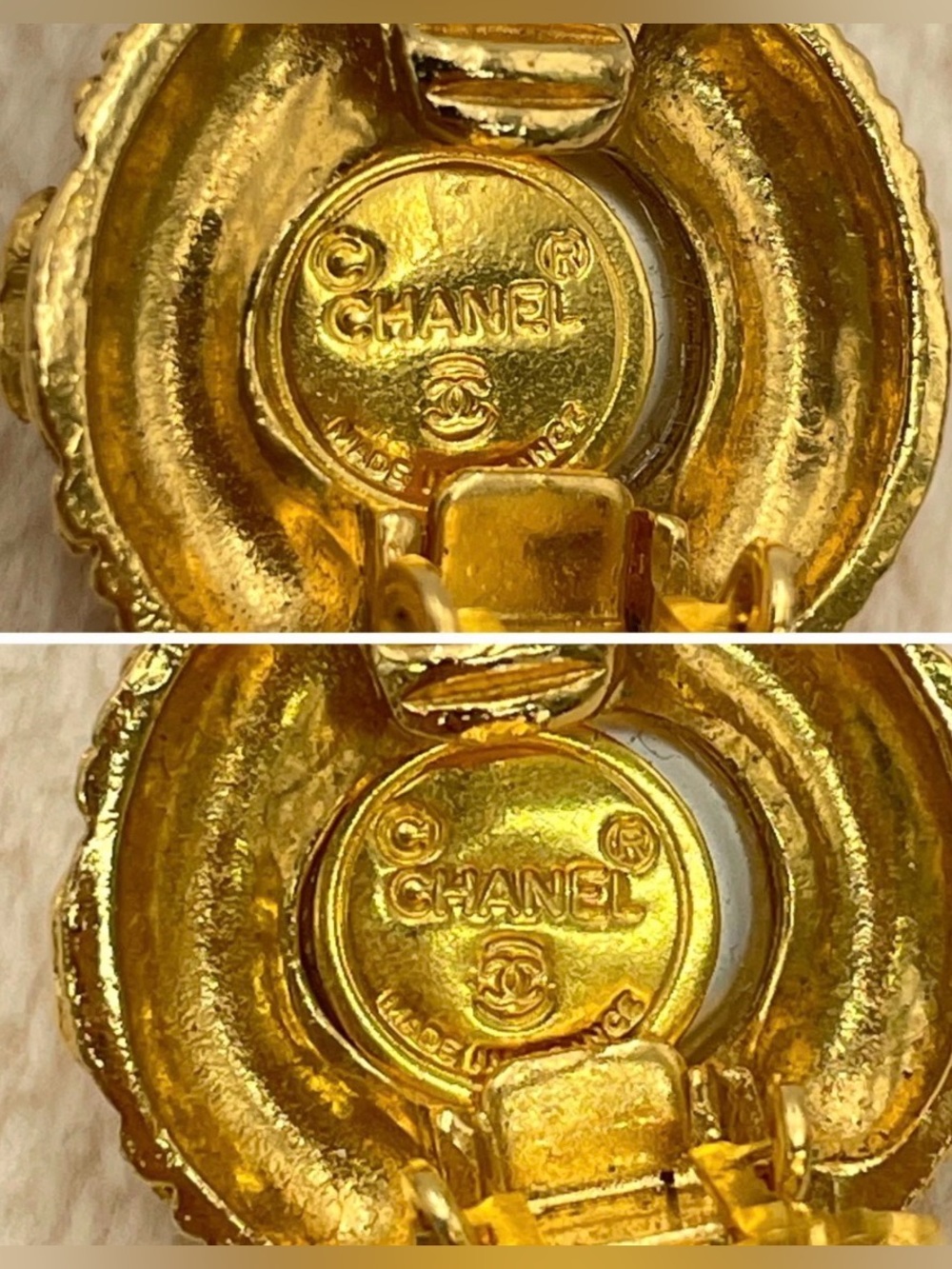 CHANEL Gold & CoCo Pearl Round GP Clip-On Earrings W/Chanel Box -EUC - Picture 13 of 15